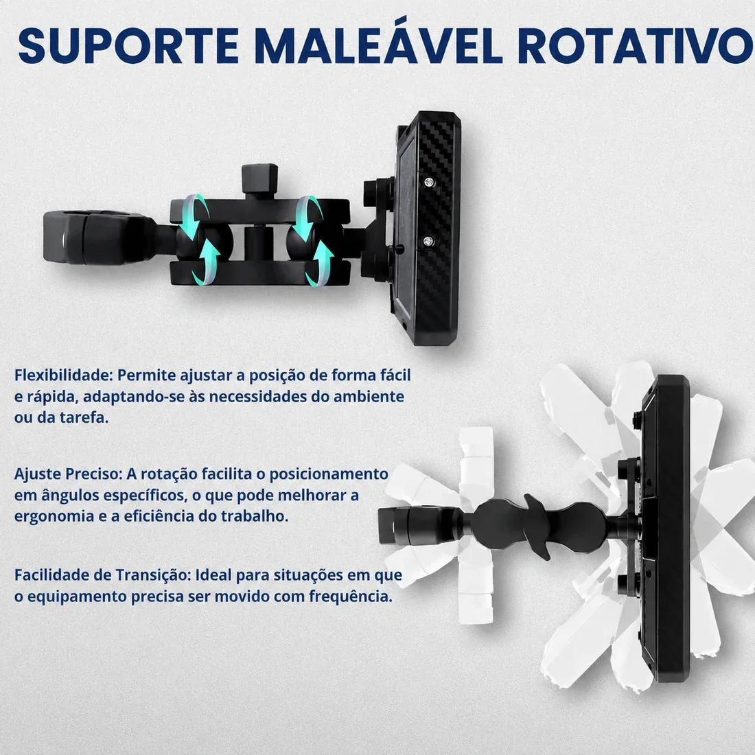 Suporte maleável rotativo da multimídia para moto